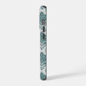 Modern Teal Nordic Damask iPhone Hülle (Linke Seite)