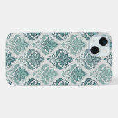 Modern Teal Nordic Damask iPhone Hülle (Rückseite (Horizontal))