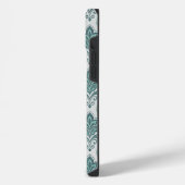 Modern Teal Nordic Damask iPhone Hülle (Linke Seite)