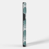 Modern Teal Nordic Damask iPhone Hülle (Rechte Seite)