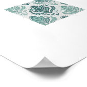 Modern Teal Nordic Damask Poster (Ecke)