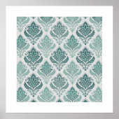 Modern Teal Nordic Damask Poster (Vorne)