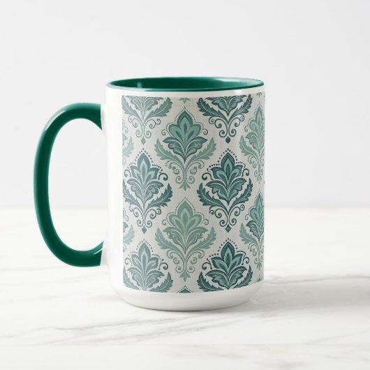 Modern Teal Nordic Damask Tasse (Links)