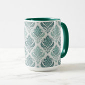 Modern Teal Nordic Damask Tasse (VorderseiteRechts)
