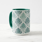 Modern Teal Nordic Damask Tasse (Vorderseite Links)