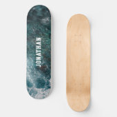 Modern Teal Ocean Waves Aerial Personalized Skateboard (Vorderseite)