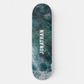 Modern Teal Ocean Waves Aerial Personalized Skateboard (Vorderseite)