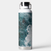 Modern Teal Ocean Waves Aerial Personalized Trinkflasche (Rückseite)