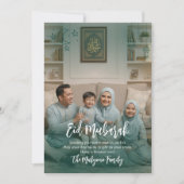 Modern Teal Overlay Family Photo Eid Mubarak Card Feiertagskarte (Vorderseite)