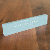 Modern Teal Personalized Namensplakette (Seite)
