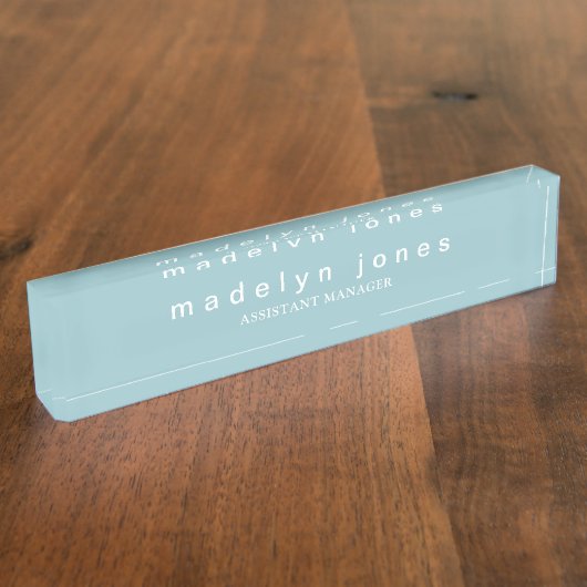 Modern Teal Personalized Namensplakette (Seite)