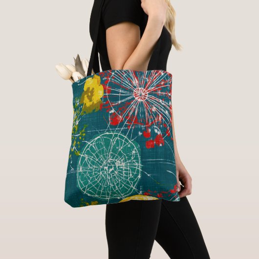 Modern Teal & Red Abstract Tasche (Von Nahem)