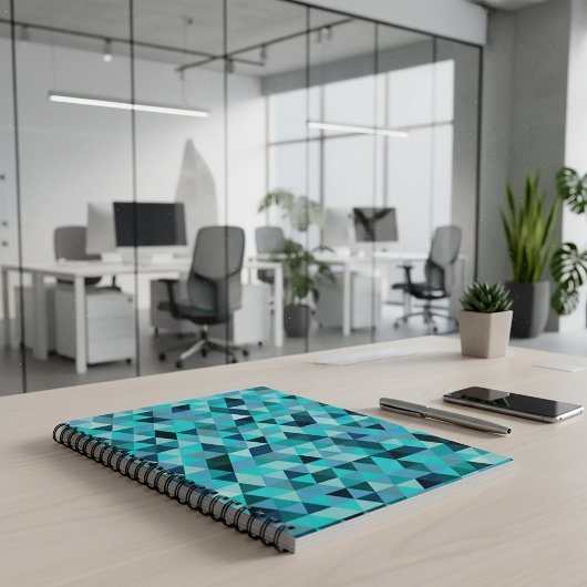 Modern Teal Turquoise Geometric Triangles Pattern Notizblock