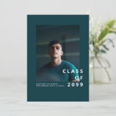Modern Teal Typography Graduation Announcement Einladung (Stehend Vorderseite)