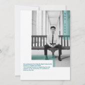 Modern Teal Typography & Tassel Grad Party Photo Einladung (Rückseite)