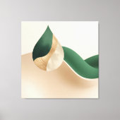 Modern Teardrop Wave Abstract Beige and Green  Leinwanddruck (Vorderseite)