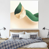 Modern Teardrop Wave Abstract Beige and Green  Leinwanddruck (Insitu (Schlafzimmer))