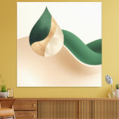 Modern Teardrop Wave Abstract Beige and Green  Leinwanddruck (Insitu (Wohnzimmer))
