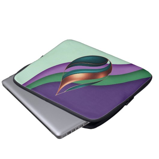 Modern Teardrop Wave Purple Green Copper Laptopschutzhülle (Vorne Knopf)