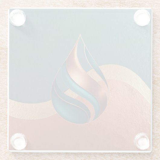 Modern Teardrop Wave Teal Copper Gold Glasuntersetzer (Rückseite)