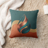 Modern Teardrop Wave Teal Copper Gold Kissen (Decke)