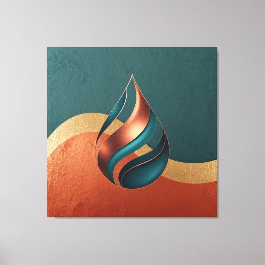 Modern Teardrop Wave Teal Copper Gold Leinwanddruck (Vorderseite)