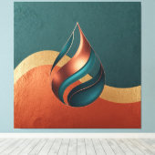 Modern Teardrop Wave Teal Copper Gold Leinwanddruck (Insitu (Holzboden))