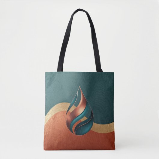 Modern Teardrop Wave Teal Copper Gold Tasche (Vorderseite)