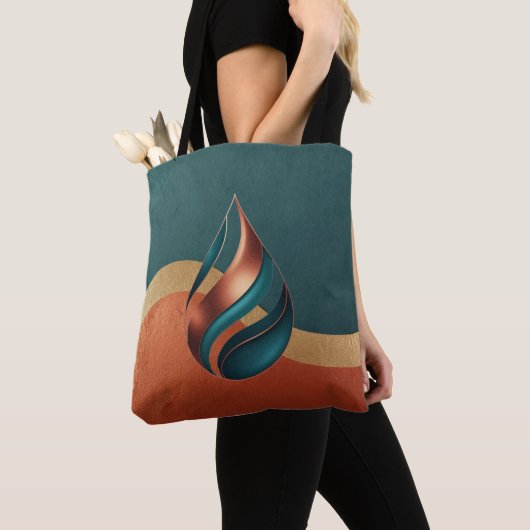 Modern Teardrop Wave Teal Copper Gold Tasche (Von Nahem)