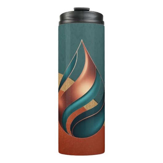 Modern Teardrop Wave Teal Copper Gold Thermosbecher (Vorderseite)
