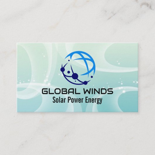 Modern Tech Globe Logo | Solar Winds Background Visitenkarte (Vorderseite)