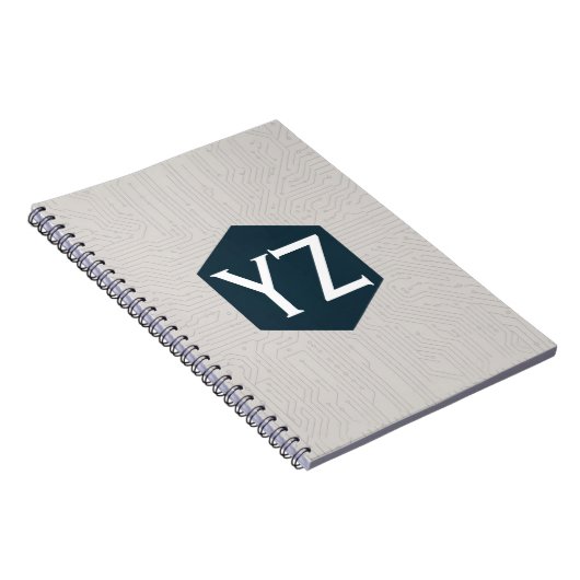 Modern Tech Grid Beige Notizblock (Rechte Seite)