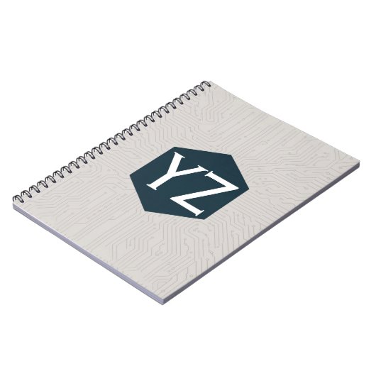 Modern Tech Grid Beige Notizblock (Linke Seite)