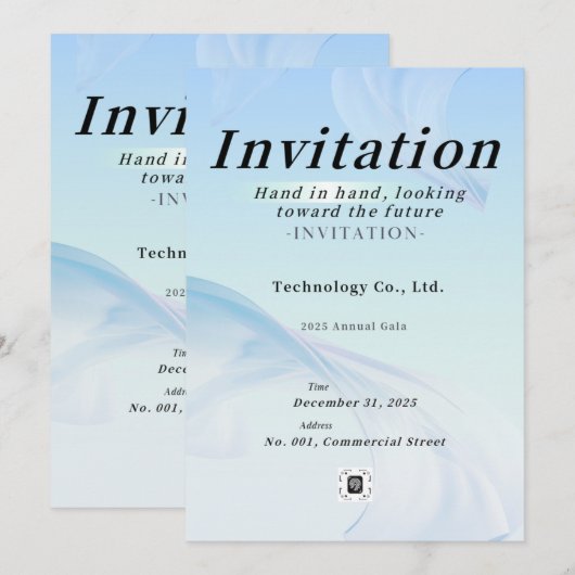 Modern Tech Light Blue Corporate Gala Invitation – Einladung (Vorne/Hinten)