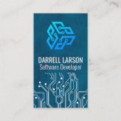 Modern-Tech-Logo | Blaue Textur der Leiterplatte Visitenkarte (Vorderseite)