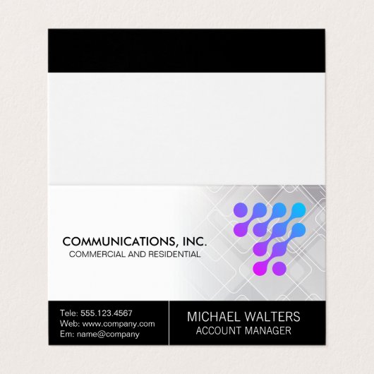 Modern Tech Logo | Communications Start Up Visitenkarten (Außenseite Aufgefaltet)