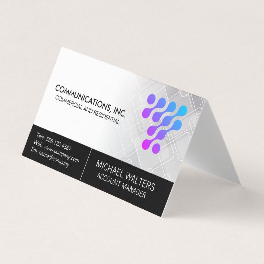 Modern Tech Logo | Kommunikations-Start Up Visitenkarten (Vorderseite)