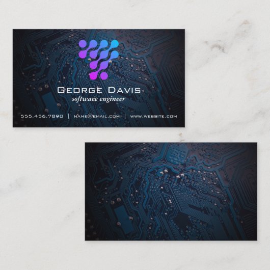 Modern Tech Logo Microchip Visitenkarte (Vorne/Hinten)