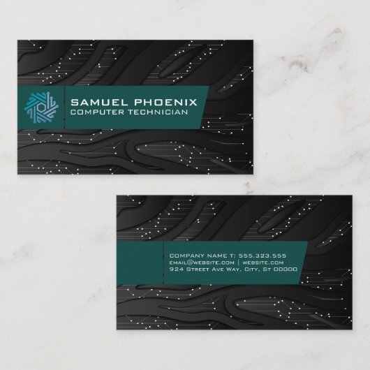 Modern-Tech-Logo | Technologie-Hintergrund Visitenkarte (Vorne/Hinten)