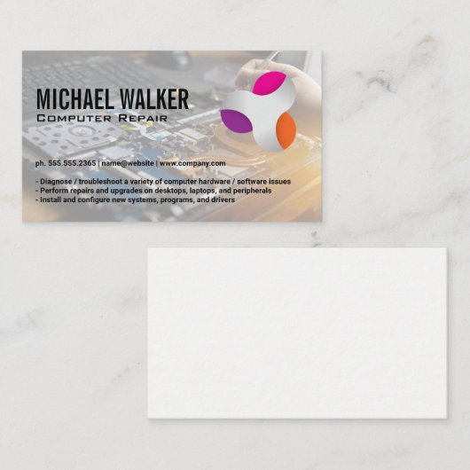 Modern-Tech-Logo | Worker Soldering Electronics Visitenkarte (Vorne/Hinten)