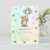 Modern Teddy bear Friendly baby shower Einladung (Stehend Vorderseite)
