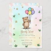 Modern Teddy bear Friendly baby shower Einladung (Vorne/Hinten)