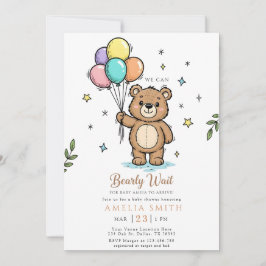 Modern Teddy bear Friendly baby shower Einladung