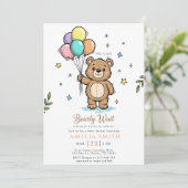 Modern Teddy bear Friendly baby shower Einladung (Stehend Vorderseite)