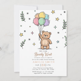 Modern Teddy bear Friendly baby shower Einladung