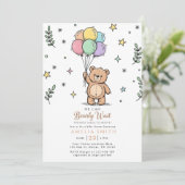 Modern Teddy bear Friendly baby shower Einladung (Stehend Vorderseite)