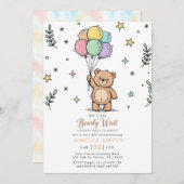 Modern Teddy bear Friendly baby shower Einladung (Vorne/Hinten)