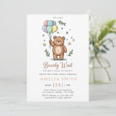 Modern Teddy bear Friendly baby shower Einladung (Stehend Vorderseite)