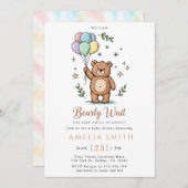 Modern Teddy bear Friendly baby shower Einladung (Vorne/Hinten)