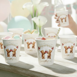 modern Teddy Bear Pop Baby Shower  Pappbecher